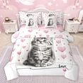 thumbnail image 1 of jejeloiu Cartoon Lovea Heart 7-Piece Bedding Comforter Set,Cute Pet Cat King Bedding Sets,Kitten Animals Lover Bed Sheets For Girls,Super Cozy Room Decor Reversible, 1 of 8