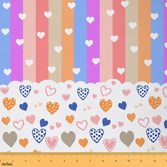 jejeloiu Cartoon Loves Pattern Fabric by the Yard 3 Yards,Princess Theme Loves Sewing Fabric,Colorful Geometric Lines Fabric for Sewing For Child,Lightweight Room Decorative