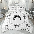 thumbnail image 1 of jejeloiu Cartoon Loves Pattern Queen Comforter Set,Black Lovely Bow Bedding Comforter Set For Girls Reversible 3-Piece, 1 of 8