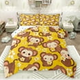 thumbnail image 1 of jejeloiu Cartoon Monkey Full Size Comforter Sets,Zoo Animal Bedding Comforter Set,Kawaii Flowers Blossom Bedding Sets For Girls Boys,Microfiber Bedroom Decor Reversible,3pcs, 1 of 8