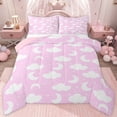 thumbnail image 1 of jejeloiu Cartoon Moon Stars Twin Comforter Sets,Cute Clouds Print Bedding Set For Girl Kids Reversible 2 Pieces, 1 of 8