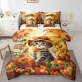 thumbnail image 1 of jejeloiu Cartoon Pet Kitten Bedding Comforter Set 7pcs,Love Fall Maple Queen Bedding Sets,Autumn Harvest Pumpkin Globe Queen Sheet Sets For Teens,Breathable Home Decor Reversible, 1 of 8