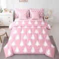 thumbnail image 1 of jejeloiu Cartoon Pine Tree Bedding Comforter Set 7pcs,Merry Christmas Queen Bedding Sets,White Pink Queen Sheet Sets For Girl Boys,Microfiber Bedroom Decor Reversible, 1 of 8