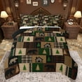 thumbnail image 1 of jejeloiu Cartoon Pine Tree Queen Comforter Set,Rustic Farmhouse Wild Bear Bedding Sets,Brown Patchwork Grid Bedding Comforter Set For Boys Teens,Luxury Bedroom Decor Reversible,3 Pieces, 1 of 8