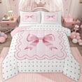 thumbnail image 1 of jejeloiu Cartoon Polka Dots Twin Comforter Sets,Pink Bowtie Bow Bedding Set For Girl Reversible 2 Pieces, 1 of 8