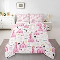 thumbnail image 1 of jejeloiu Cartoon Princess Queen Comforter Set,Girls Castle Bedding Sets,Kawaii Bowtie Bowknot Bedding Comforter Set,Lightweight Room Decoration Reversible,3pcs, 1 of 8