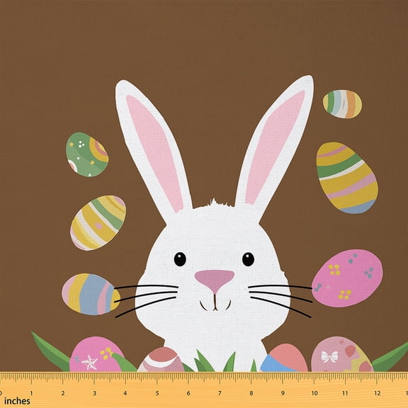 jejeloiu Cartoon Rabbit Fabric by the Yard 5 Yards,Boho Dinosaur Egg Fabric for Sewing,Country Farmhouse Cabin Home Decor Fabric by the Yard For Teens,Super Cozy Room Decor