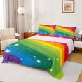 thumbnail image 1 of jejeloiu Cartoon Rainbow Lines Queen Sheet Sets,Galaxy Starry Sky Bed Set For Girls Kids 4-Piece, 1 of 7