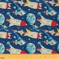 thumbnail image 1 of jejeloiu Cartoon Rocket Fabric by the Yard 1 Yard,Blue Splatter Ink Home Decor Fabric by the Yard,Earth Stars Print Sewing Fabric For Boys Kids,Super Cozy Room Decor, 1 of 6