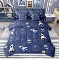 thumbnail image 1 of jejeloiu Cartoon Rocket Planet 7 Pieces Bedding Comforter Set,Space Theme Full Bedding Set For Boys Kids Reversible, 1 of 8