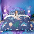 thumbnail image 1 of jejeloiu Cartoon Sea Animals Bedding For Girls,Shark Octopus Pattern Duvet Cover Full,Blue Navy,Polkadot Reversible,3pcs,1 Duvet Cover and 2 Pillowcases, 1 of 6