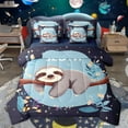 thumbnail image 1 of jejeloiu Cartoon Sloth 7-Piece Twin Bedding Sets,Retro Rustic Flower Bedding Comforter Set,Gray Blue Sheet Sets For Girls Boys,Ultra Soft Home Decor Reversible, 1 of 8