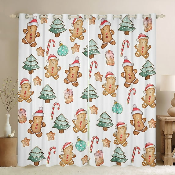 jejeloiu Cartoon Snowmen Cookie Curtains Pack of 2 (42x84 Each),Merry Christmas Tree Curtains Blackout,Xmas Sweet Dessert Bedroom Curtains For Girls Boys,Ultra Soft Home Decor