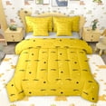 thumbnail image 1 of jejeloiu Cartoon Stars Print 7pcs Bedding Comforter Set,Yellow Black Queen Bedding Sets For Girls Kids Reversible, 1 of 8