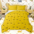 thumbnail image 1 of jejeloiu Cartoon Stars Print Queen Comforter Set,Yellow Black Bedding Comforter Set For Girls Kids Reversible 3-Piece, 1 of 7