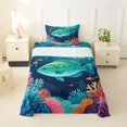thumbnail image 1 of jejeloiu Cartoon Tropical Fish Twin Sheets,Watercolor Coral Seabed Bedding For Boys,Teal Navy Blue,3pcs,1 Fitted Sheet and 1 Pillowcase, 1 of 6