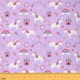 thumbnail image 1 of jejeloiu Cartoon Unicorn Fabric by the Yard 10 Yards,Magic Animal Room Decor Fabric by the Yard,Rainbow Castle Flower Sewing Fabric For Girls Kids,Ultra Soft Room Decor, 1 of 1
