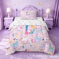 thumbnail image 1 of jejeloiu Cartoon Unicorn Monogram D Twin Comforter Sets For Girls,Magic Star Initial Print Bedding Set For Kids,Colorful Stars Reversible,2pcs, 1 of 7
