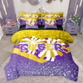 thumbnail image 1 of jejeloiu Cheerleading Cheerleader 7pcs Bedding Comforter Set,Cheer Lovers Queen Bedding Sets,Purple Yellow White Queen Sheet Sets For Teens,Luxury Bedroom Decor Reversible, 1 of 8