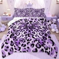 thumbnail image 1 of jejeloiu Cheetah Bowtie Queen Comforter Set,Purple Leopard Print Bedding Comforter Set For Adults Reversible 3-Piece, 1 of 8