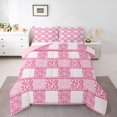 thumbnail image 1 of jejeloiu Cheetah Leopard Print Bedding Comforter Set,Patchwork Geometric Plaid Twin Comforter Sets,Pink White Zebra Print Bedding Set For Teens Kids,Breathable Home Decor Reversible,2-Piece, 1 of 8