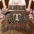 thumbnail image 1 of jejeloiu Cheetah Monogrammed T Queen Comforter Set,Brown Victorian Flower Bedding Comforter Set For Men Women Reversible 3pcs, 1 of 8