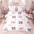 thumbnail image 1 of jejeloiu Cheetah Pattern Bow 7 Pieces Bedding Comforter Set,Cute Ribbon Bow Tie Full Bedding Set For Girl Teens Reversible, 1 of 8
