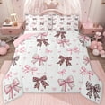 thumbnail image 1 of jejeloiu Cheetah Pattern Bow Queen Comforter Set,Cute Ribbon Bow Tie Bedding Comforter Set For Girl Teens Reversible 3 Pieces, 1 of 8