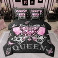 thumbnail image 1 of jejeloiu Chic Bdiamond Butterfly 7-Piece Bedding Comforter Set,,Cheetah Pattern Bowknot King Bedding Sets,Pink Gray Black Bed Sheets For Men Women,Breathable Home Decor Reversible, 1 of 8