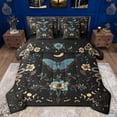 thumbnail image 1 of jejeloiu Chic Blue Moth 7pcs Bedding Comforter Set,Vintage Country Floral Queen Bedding Sets,Gold Boho Snake Queen Sheet Sets For Teens,Microfiber Bedroom Decor Reversible, 1 of 8