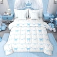 thumbnail image 1 of jejeloiu Chic Bow Ribbon 7-Piece Bedding Comforter Set,Blue White King Bedding Sets For Bowknot Lover Reversible, 1 of 7