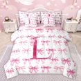 thumbnail image 1 of jejeloiu Chic Bow Ribbon 7 Pieces Bedding Comforter Set,Girls Pink Bowknot Full Bedding Set,First Letter L Fitted Sheet Flat Sheet For Girls,Super Cozy Room Decor Reversible, 1 of 8