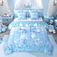thumbnail image 1 of jejeloiu Chic Bow Tie 7-Piece Twin Bedding Sets,Blue Bowknot Bedding Comforter Set For Girl Teens Reversible, 1 of 8