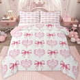 thumbnail image 1 of jejeloiu Chic Bow Tie Twin Comforter Sets,Pink Damask Flower Bedding Set For Girl Teens Reversible 2-Piece, 1 of 8