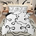 thumbnail image 1 of jejeloiu Chic Bowknot Ribbon Queen Comforter Set,Cute Kawaii Bowtie Bedding Sets,Black Girly Bow Bedding Comforter Set For Girls Teens,Luxury Bedroom Decor Reversible,3-Piece, 1 of 8