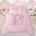 thumbnail image 1 of jejeloiu Chic Bowtie Bow Queen Comforter Set,Girls Pink Bowknot Bedding Sets,First Letter P Bedding Comforter Set For Teens,Super Cozy Room Decor Reversible,3-Piece, 1 of 8