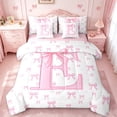 thumbnail image 1 of jejeloiu Chic Bowtie Ribbon 7-Piece Twin Bedding Sets,Pink Bow Knot Bedding Comforter Set,First Letter E Sheet Sets For Girls,Super Cozy Room Decor Reversible, 1 of 8