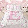 thumbnail image 1 of jejeloiu Chic Bowtie Ribbon Full Size Comforter Sets,Pink Bow Knot Bedding Comforter Set,First Letter E Bedding Sets For Girls,Super Cozy Room Decor Reversible,3 Pieces, 1 of 8