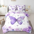 thumbnail image 1 of jejeloiu Chic Butterflies 7-Piece Twin Bedding Sets,Rustic Flower Floral Bedding Comforter Set,Purple White Sheet Sets For Kids,Luxury Bedroom Decor Reversible, 1 of 8