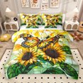 thumbnail image 1 of jejeloiu Chic Butterflies 7pcs Bedding Comforter Set,Sunflower Floral Queen Bedding Sets,Green Yellow Queen Sheet Sets For Kids,Luxury Bedroom Decor, 1 of 8