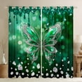 thumbnail image 1 of jejeloiu Chic Butterfly Curtains and Drapes,Diamond Moth Black Out Curtains,Green Sliver Curtains Pack of 2 (52x63 Each) For Girls Kids,Luxury Bedroom Decor, 1 of 6