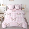 thumbnail image 1 of jejeloiu Chic Butterfly Twin Bedding Sets 7-Piece,Rustic Flower Floral Bedding Comforter Set,Pink Purple Sheet Sets For Girls,Super Cozy Room Decor Reversible, 1 of 8