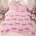 thumbnail image 1 of jejeloiu Chic Cheetah Print Full Size Comforter Sets,Pink Cute Bowknot Bedding Sets For Girls Teens Reversible 3 Pieces, 1 of 8