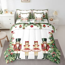 jejeloiu Chic Christmas Tree 7-Piece Twin Bedding Sets,Red Breey Bedding Comforter Set,Christmas Nutcraker Soldier Sheet Sets For Teens,Ultra Soft Home Decor Reversible