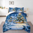 thumbnail image 1 of jejeloiu Chic Christmas Tree Queen Comforter Set,Western Holiday Cabin Bedding Sets,Happy New Year Bedding Comforter Set For Men Women,Breathable Home Decor Reversible,3pcs, 1 of 8