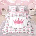 thumbnail image 1 of jejeloiu Chic Crown 7-Piece Twin Bedding Sets,Fairy Tale Princess Bedding Comforter Set,Pink Heart Print Sheet Sets For Girls Kids,Ultra Soft Home Decor Reversible, 1 of 8