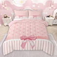 thumbnail image 1 of jejeloiu Chic Dots Bowknot Bedding Comforter Set,Cute Cartoon Crown Twin Comforter Sets,Pink Ribbon Bowtie Bedding Set For Kids,Breathable Home Decor Reversible,2 Pieces, 1 of 8