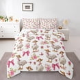 thumbnail image 1 of jejeloiu Chic Farm Goose Full Size Comforter Sets,Pink Bowtie Bowknot Bedding Comforter Set,Country Farmhouse Cabin Bedding Sets For Children,Ultra Soft Home Decor Reversible,3pcs, 1 of 7