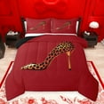 thumbnail image 1 of jejeloiu Chic High Heels Full Size Comforter Sets,Fashion Leopard Print Shoe Bedding Comforter Set,Red Brown Bedding Sets For Girls,Breathable Home Decor Reversible,3 Pieces, 1 of 8
