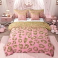 thumbnail image 1 of jejeloiu Chic Leopard Pattern 7 Pieces Bedding Comforter Set,Gold Glitter Print Full Bedding Set,Jungle Cheetah Fitted Sheet Flat Sheet For Girls Kids,Ultra Soft Home Decor Reversible, 1 of 8